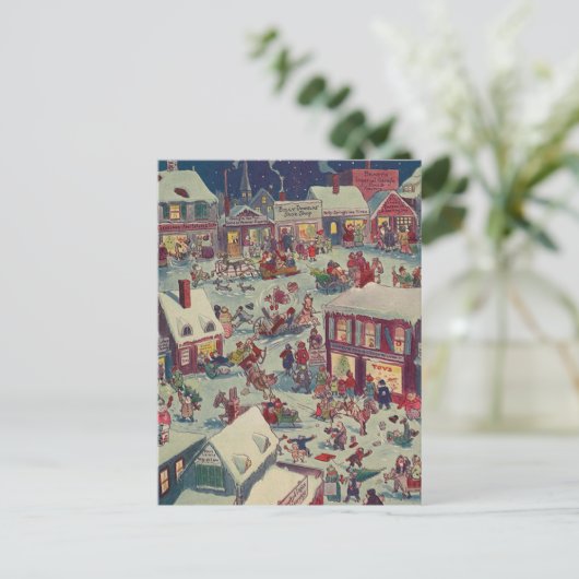 Retro Kerstdorp Chaos Holiday Briefkaart (Staand voorkant)