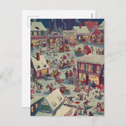 Retro Kerstdorp Chaos Holiday Briefkaart (Voorkant / Achterkant)