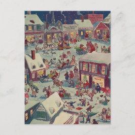 Retro Kerstdorp Chaos Holiday Briefkaart