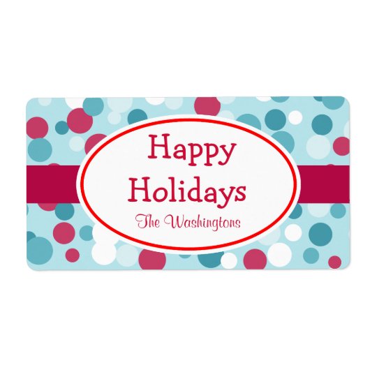 Retro Kerstelijke Stippen Labels (Voorkant)