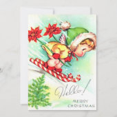  Retro Kerstengel Skiing Feestdagenkaart (Voorkant)