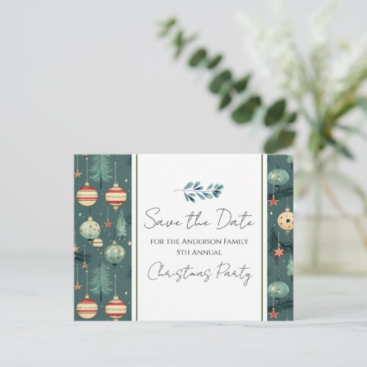 Retro Kerstfeest Bewaar de datumboom Briefkaart (Staand voorkant)