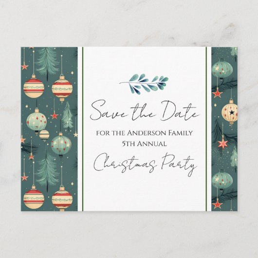 Retro Kerstfeest Bewaar de datumboom Briefkaart (Voorkant)