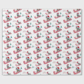 Retro-kerstfeest Cadeaupapier (Vlak)