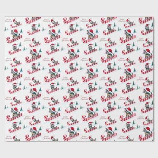 Retro-kerstfeest Cadeaupapier (Vlak)