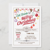 Retro kerstfeest eet drink en wees vrolijk kaart (Voorkant)