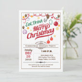 Retro kerstfeest eet drink en wees vrolijk kaart (Staand voorkant)