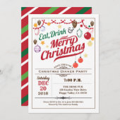 Retro kerstfeest eet drink en wees vrolijk kaart (Voorkant / Achterkant)