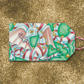 Retro Kerstfeest Fantasy Dragon Cadeaulabel