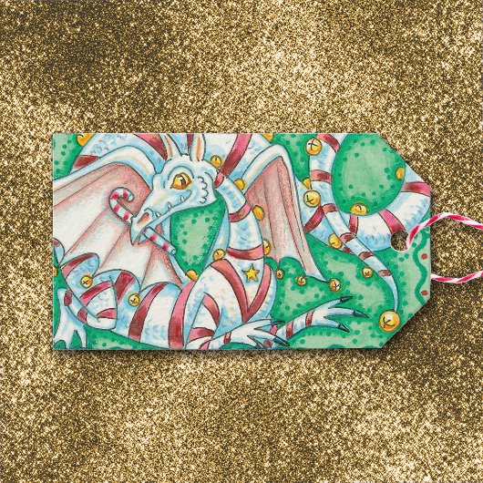 Retro Kerstfeest Fantasy Dragon Cadeaulabel