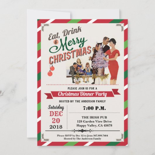 Retro kerstfeest huisverwarming kaart (Voorkant)