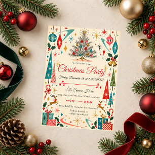 Retro Kerstfeest in Mid Century-stijl Kaart