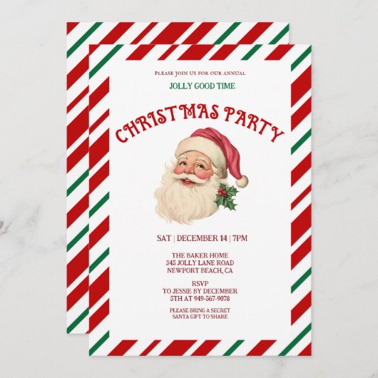 Retro kerstfeest kaart (Voorkant / Achterkant)