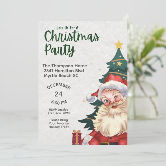 Retro  kerstfeest kaart (Staand voorkant)