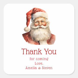 Retro Kerstfeest Kerstman Party Bedankt Vierkante Sticker