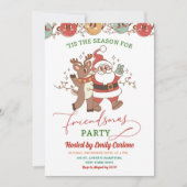 Retro Kerstfeest Kerstman Vriendjesfeest Kaart (Voorkant)
