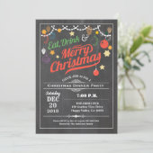 Retro-kerstfeest-lunch Kaart (Staand voorkant)