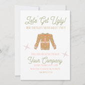 Retro-kerstfeest Oegly Sweater Invitation Kaart (Voorkant)