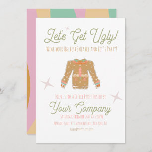 Retro-kerstfeest Oegly Sweater Invitation Kaart
