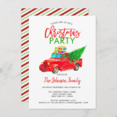 Retro Kerstfeest Pick-up Truck Tree Rood Groen Kaart (Voorkant / Achterkant)