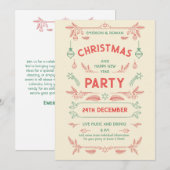 Retro Kerstfeest Rood & Groen met Ornamenten Kaart (Voorkant / Achterkant)