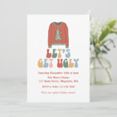 Retro-kerstfeest Ugly Sweater Party Kaart (Staand voorkant)