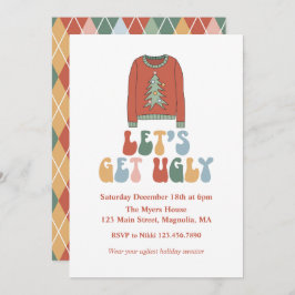 Retro-kerstfeest Ugly Sweater Party Kaart