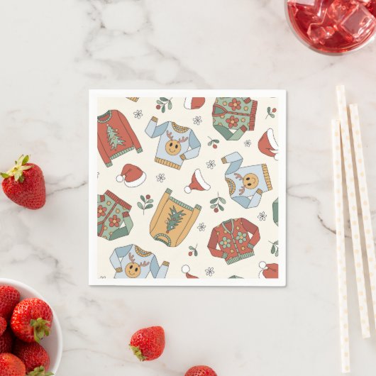 Retro-kerstfeest Ugly Sweater Party Servet (Insitu)