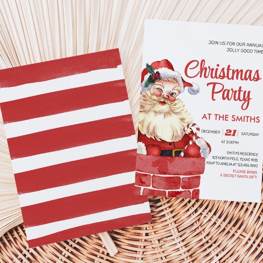 Retro Kerstfeest uitnodiging