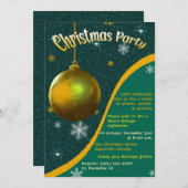 Retro Kerstfeest uitnodiging Groen en goud (Voorkant / Achterkant)