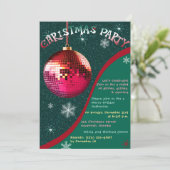 Retro Kerstfeest uitnodiging Groen en rood (Staand voorkant)