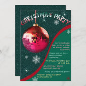 Retro Kerstfeest uitnodiging Groen en rood (Voorkant / Achterkant)