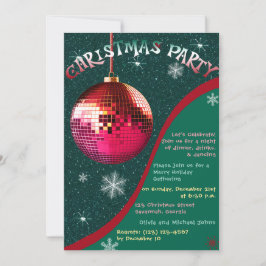 Retro Kerstfeest uitnodiging Groen en rood