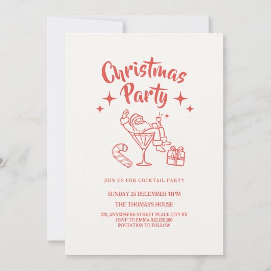 Retro kerstfeest uitnodiging voor een Sinterklaas (Voorkant)