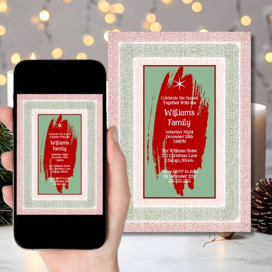 Retro kerstfeest vakantie digitale uitnodiging