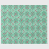 Retro Kerstfeestay Green Argyle Cadeaupapier (Vlak)