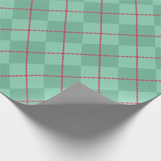 Retro Kerstfeestay Green Argyle Cadeaupapier (Hoek)