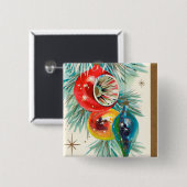  retro-kerstfeestbommen vierkante button 5,1 cm (Voorkant /achterkant)