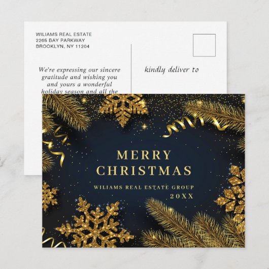 Retro kerstfeestdag bedrijfscentrum Postcar Briefkaart (Voorkant / Achterkant)