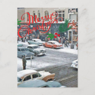 Retro kerstfeestdag briefkaart