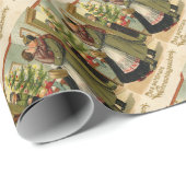 Retro  kerstfeestdag cadeaupapier (Rol Hoek)