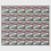 Retro kerstfeestdag cadeaupapier (Vlak)