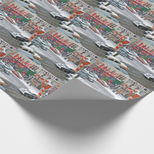 Retro kerstfeestdag cadeaupapier (Hoek)