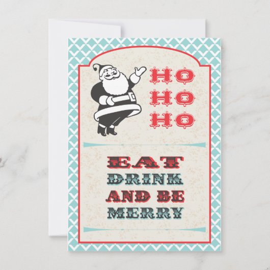 Retro kerstfeestdag cocktailparty uitnodigingen (Achterkant)