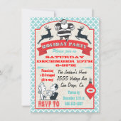 Retro kerstfeestdag cocktailparty uitnodigingen (Voorkant)