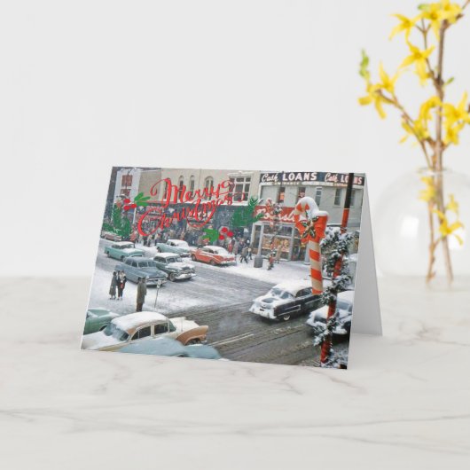 Retro kerstfeestdag kaart (Gele Bloem)