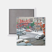 Retro kerstfeestdag magneet (Voorkant / Achterkant)