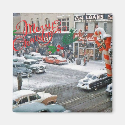 Retro kerstfeestdag magneet (Voorkant)