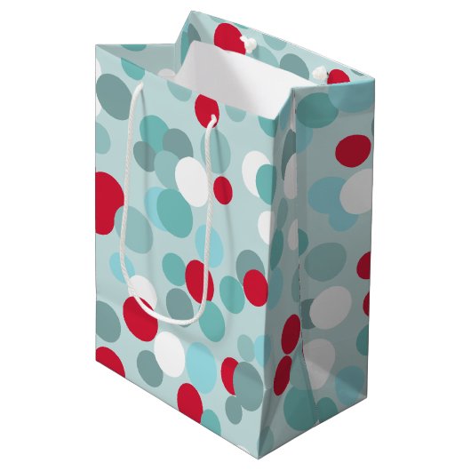 Retro kerstfeestdag poka Dots cadeau Medium Cadeauzakje (Voorkant Gekanteld)