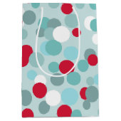 Retro kerstfeestdag poka Dots cadeau Medium Cadeauzakje (Voorkant)